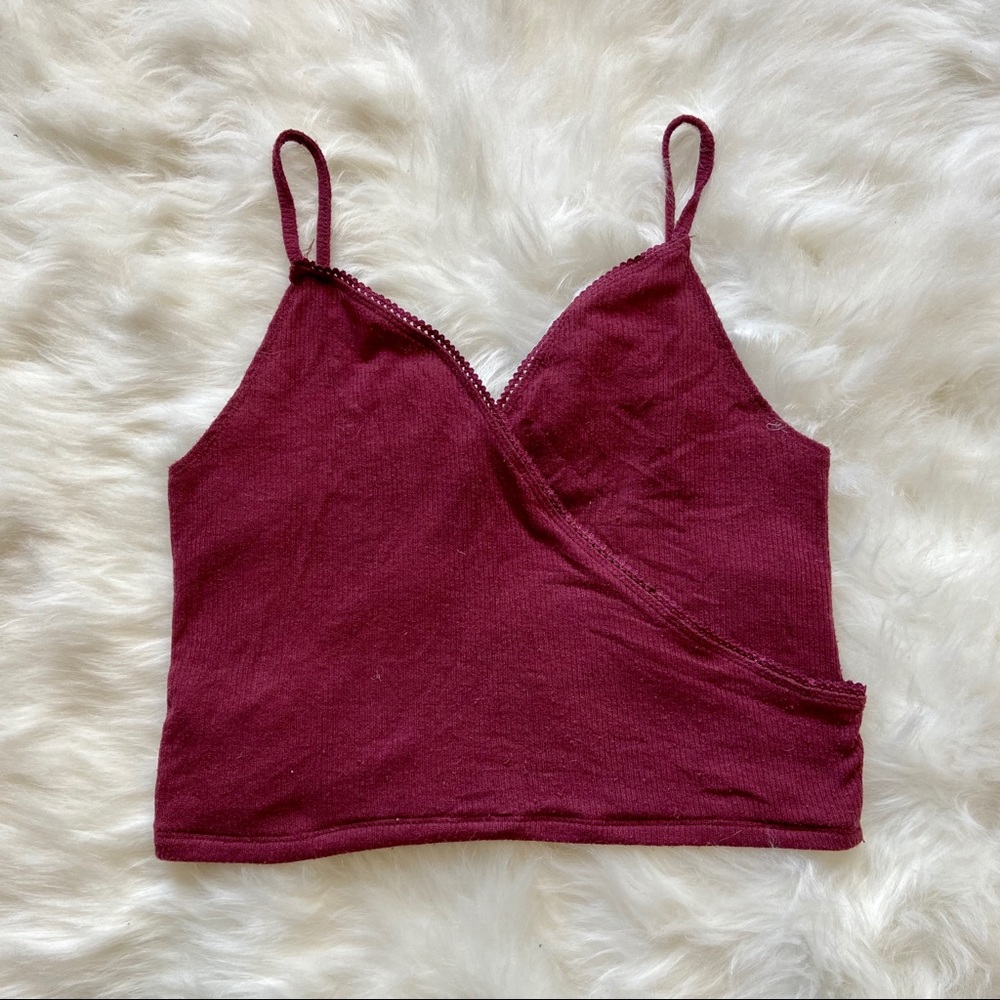 UO Out From Under Maroon Ribbed Knit Tank Top L